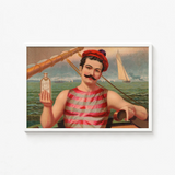 Vintage-style Framed Artwork Sailor Red White Striped Attire Vintage Home Treatment, Compound Oxygen, Drops, Crimson-and-silver Athletic,