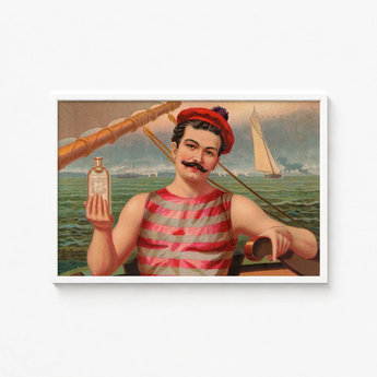 Vintage-style Framed Artwork Sailor Red White Striped Attire Vintage Home Treatment, Compound Oxygen, Drops, Crimson-and-silver Athletic,