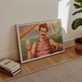 Compound Oxygen - Vintage Home Treatment Art Print / Canvas Framed Vintage-style Poster Man Red White Striped Attire, Drops,