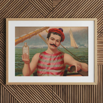 Compound Oxygen - Vintage Home Treatment Art Print / Canvas Vintage-style Framed Man Red White Striped Attire, Drops, Crimson-and-silver