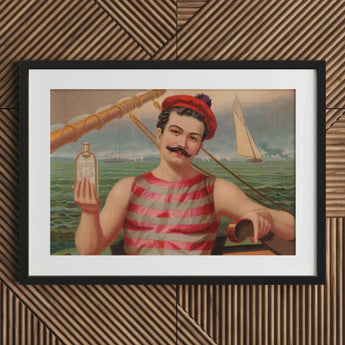 Compound Oxygen - Vintage Home Treatment Art Print / Canvas Vintage-style Framed Sailor Red White Striped Attire, Drops, Crimson-and-silver