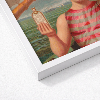 Vintage-style Illustration White Frame Depicts Child Ornate Clear Vintage Home Treatment, Compound Oxygen, Drops, Crimson-and-silver
