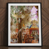 Conference of the Birds - Surreal Bird Collage Art Print Framed Artwork Vibrant Scene Perched Ornate, Feathered Wisdom, Toby Leon Prints
