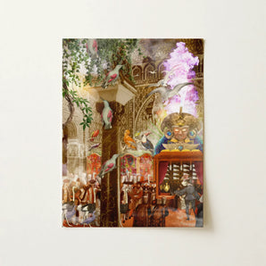Conference of the Birds - Surreal Bird Collage Art Print Vibrant Intricately Illustrated Rectangular Art Print Fantastical Interior Surreal