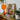 Conference of the Birds - Surreal Bird Collage Art Print, Vibrant Orange Table Lamp Flared Glass Shade Slender