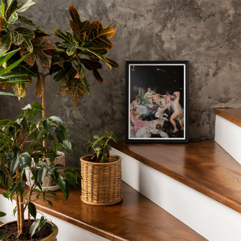 Congregation - Gay Gods Bacchanal Art Print / Canvas Black-framed Artwork Dynamic Colorful Scene Figures Motion Dionysian Gay Gods, Gods