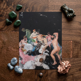 Congregation - Gay Gods Bacchanal Art Print / Canvas Black Rectangular Print Vibrant Dynamic Painting Nude Figures Dionysian Gay Gods, Gods