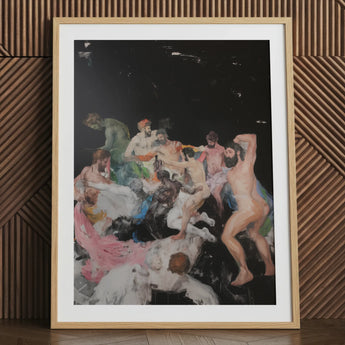 Congregation - Gay Gods Bacchanal Art Print / Canvas Framed Art Print Dynamic Impressionistic Painting Nude Figures Dionysian Gay Gods,
