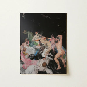 Congregation - Gay Gods Bacchanal Art Print / Canvas Vibrant Abstractly Painted Dynamic Group Nude Figures Dionysian, Thunderous Joke