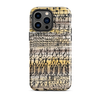 Cooling in a Hot Zone Garden - Paul Klee Phone Case Iphone 14 Pro Max / Gloss Phone Case Vintage-style Hand-drawn Tribal Pattern Black