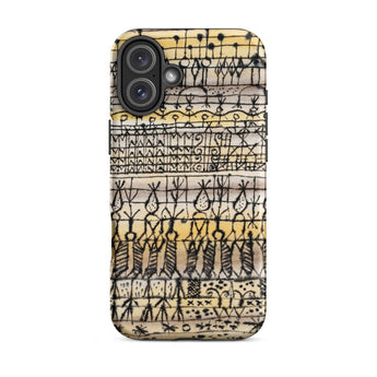 Cooling in a Hot Zone Garden - Paul Klee Phone Case Iphone 16 Plus / Matte Phone Case Vintage-style Hand-drawn Tribal Pattern Black Ink