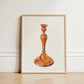 Copper Candlestick - William Schmidt 1930s Art Print / Canvas Framed Watercolor Illustration Classic Elegant Reflective Schmidt’s, Prints