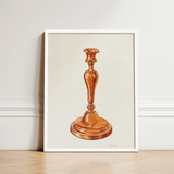 Copper Candlestick - William Schmidt 1930s Art Print / Canvas Watercolor Illustration Classic Brass Holder White Frame Schmidt’s, Prints