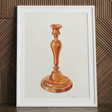 Copper Candlestick - William Schmidt 1930s Art Print / Canvas Watercolor Illustration Classic Brass Holder Framed White Schmidt’s, Prints