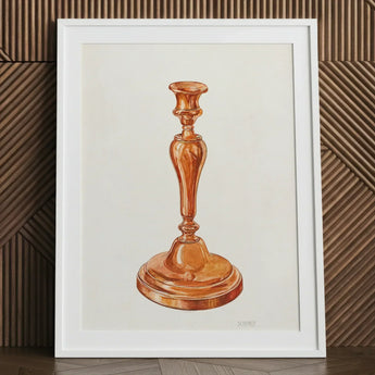 Copper Candlestick - William Schmidt 1930s Art Print / Canvas Watercolor Illustration Classic Brass Holder Framed White Schmidt’s, Prints