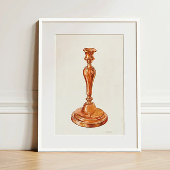 Copper Candlestick - William Schmidt 1930s Art Print / Canvas Watercolor Illustration Classic Elegant White Frame Schmidt’s, Prints