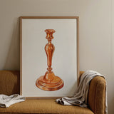 Copper Candlestick - William Schmidt 1930s Art Print / Canvas Watercolor Illustration Classic Copper Candlestick Holder Elegant Slender