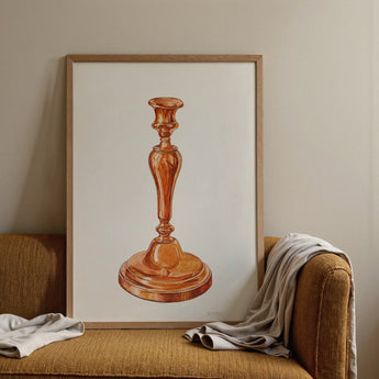 Copper Candlestick - William Schmidt 1930s Art Print / Canvas Watercolor Illustration Classic Copper Candlestick Holder Elegant Slender