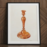 Copper Candlestick - William Schmidt 1930s Art Print / Canvas Watercolor Illustration Classic Holder Framed Black Schmidt’s, Prints