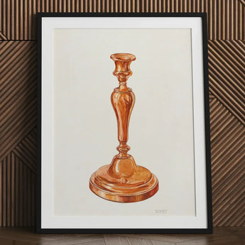 Copper Candlestick - William Schmidt 1930s Art Print / Canvas Watercolor Illustration Classic Holder Framed Black Schmidt’s, Prints