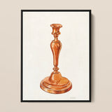 Copper Candlestick - William Schmidt 1930s Art Print / Canvas Watercolor Illustration Classic Copper Candlestick Ornate Polished Warm
