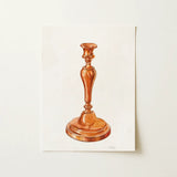 Copper Candlestick - William Schmidt 1930s Art Print / Canvas Watercolor Illustration Classic Copper Candlestick Ornate Polished Warm