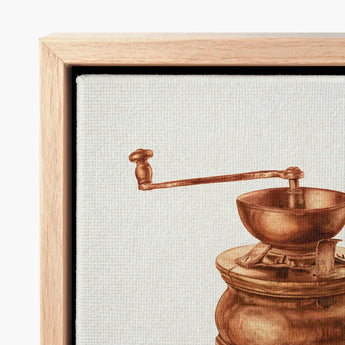 Vintage-style Copper Coffee Grinder Wooden Handle Ornate Metalwork Hardin Walsh’s 1930s, Kitchen Art