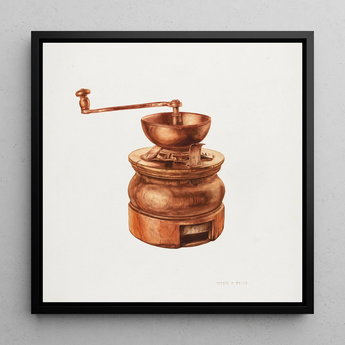 Copper Coffee Grinder - Hardin Walsh 1930s Kitchen Art Print / Canvas, Hardin Walsh’s 1930s Coffee Grinder, Walsh’s 1930s Coffee, 1930s