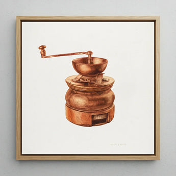 Copper Coffee Grinder - Hardin Walsh 1930s Kitchen Art Print / Canvas Watercolor Painting Vintage Wooden Handle Walsh’s, Prints