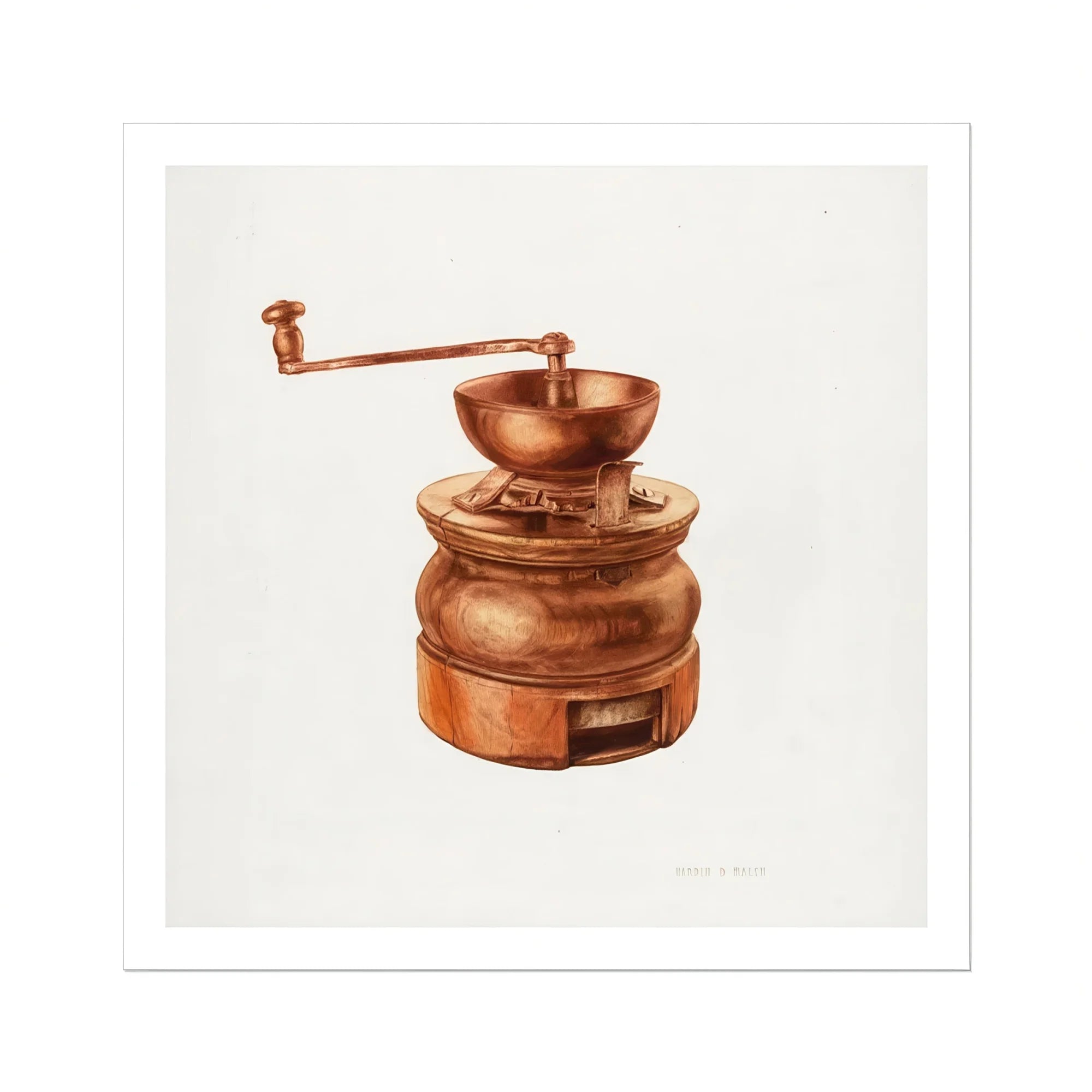 Copper Coffee Grinder - Hardin Walsh 1930s Kitchen Art Print, Vintage Copper Coffee Grinder Hand Crank