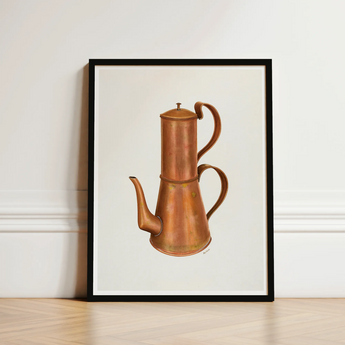 Copper Coffee Pot - Ray Price 1930s Kitchen Art Print / Canvas Framed Illustration Vintage Slender Spout Resplendent, Artistry, Price’s