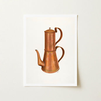 Copper Coffee Pot - Ray Price 1930s Kitchen Art Print / Canvas Percolator Sleek Two-part Design Polished Finish Resplendent, Artistry,
