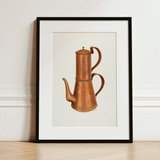 Copper Coffee Pot - Ray Price 1930s Kitchen Art Print / Canvas Detailed Illustration Vintage Copper Coffee Percolator Two Handles
