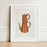 Copper Coffee Pot - Ray Price 1930s Kitchen Art Print / Canvas Framed Illustration Vintage Two Handles Resplendent, Artistry, Price’s