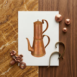 Copper Coffee Pot - Ray Price 1930s Kitchen Art Print / Canvas Copper Coffee Pot Illustration Classic Design Two Handles Resplendent