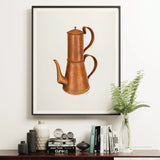 Copper Coffee Pot - Ray Price 1930s Kitchen Art Print / Canvas Copper Coffee Pot Teapot Stacked Design Two Sections Resplendent Coffee,