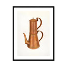 Copper Coffee Pot - Ray Price 1930s Kitchen Art Print, Copper Coffee Pot Stacked Two-tiered Design Curved Spout