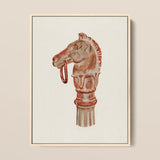 Copper Hitching Post - Gerard Barnett Horse Art Print / Canvas Antique-style Reddish-brown Head Cane Ornate Ring Mouth Decorative,
