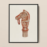 Copper Hitching Post - Gerard Barnett Horse Art Print / Canvas Vintage-style Red Beige Horse Head Chess Piece Mounted Gerard Barnett
