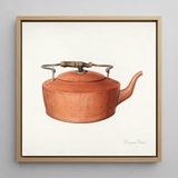 Copper Tea Kettle - Eugene Croe 1930s Kitchen Art Print / Canvas, 12x12’’ / 31x31cm / Natural Frame, Posters Prints & Visual Artwork, Toby