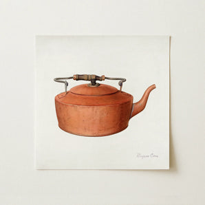 Copper Tea Kettle - Eugene Croe 1930s Kitchen Art Print / Canvas, Eugene Croe’s Mesmerizing 1930s, Copper Tea Kettle Print, Croe’s