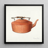 Copper Tea Kettle - Eugene Croe 1930s Kitchen Art Print / Canvas Vintage-style Wooden Handle Metal Accents Framed Croe’s Mesmerizing, Prints