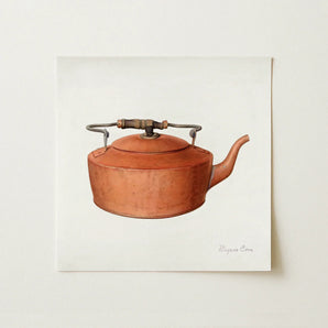 Copper Tea Kettle - Eugene Croe 1930s Kitchen Art Print / Canvas Watercolor Painting Vintage Dark Wooden Handle Croe’s Mesmerizing, Prints