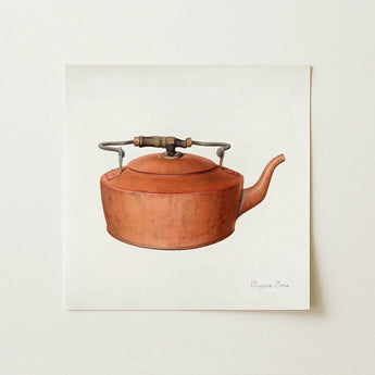 Copper Tea Kettle - Eugene Croe 1930s Kitchen Art Print / Canvas Watercolor Painting Vintage Dark Wooden Handle Croe’s Mesmerizing, Prints