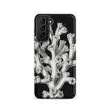 Coral - Ernst Haeckel Marine Life Illustration Phone Case Samsung Galaxy S21 / Matte Black Phone Case Detailed White Botanical Illustration
