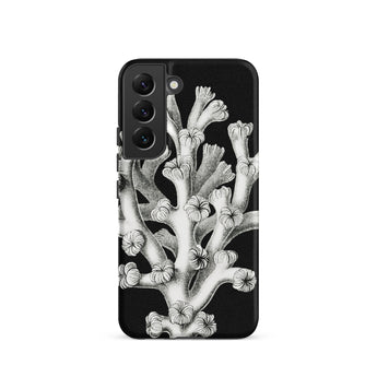 Coral - Ernst Haeckel Marine Life Illustration Phone Case Samsung Galaxy S22 / Matte Black Phone Case Detailed White Botanical Illustration