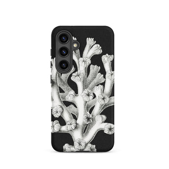 Coral - Ernst Haeckel Marine Life Illustration Phone Case Samsung Galaxy S24 / Matte Black Phone Case Detailed White Botanical Illustration