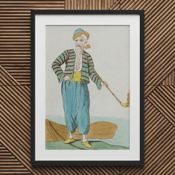 Costume Plate (homme De L’isle Naxia) - Jacques Grasset Saint Sauveur Art Print / Canvas, 20x30’’ / 51x76cm / Black Frame / Matboard,