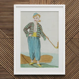 Costume Plate (homme De L’isle Naxia) - Jacques Grasset Saint Sauveur Art Print / Canvas Framed Vintage Illustration Man Traditional Attire