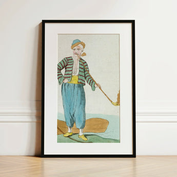 Costume Plate (homme De L’isle Naxia) - Jacques Grasset Saint Sauveur Art Print / Canvas Framed Vintage-style Illustration Man Striped